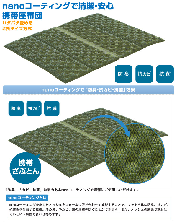 小さくたためるnano座布団 Type B 座布団 アウトドア キャンプ コンパクト 携帯 山とアウトドア専門店 ロッジ