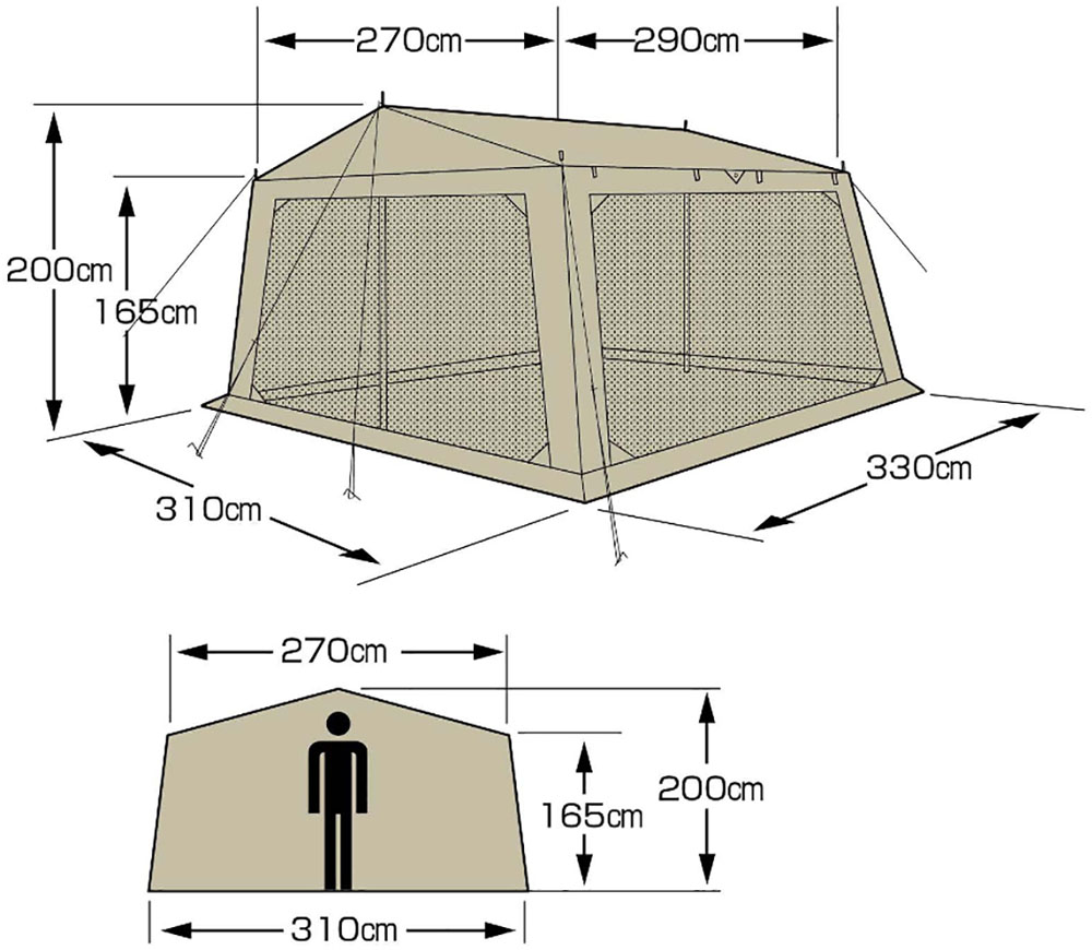 モンテ メッシュタープ スクエアタープ アウトドア キャンプ q バーベキュー 虫除け 虫よけ 雨よけ 山とアウトドア専門店 ロッジ